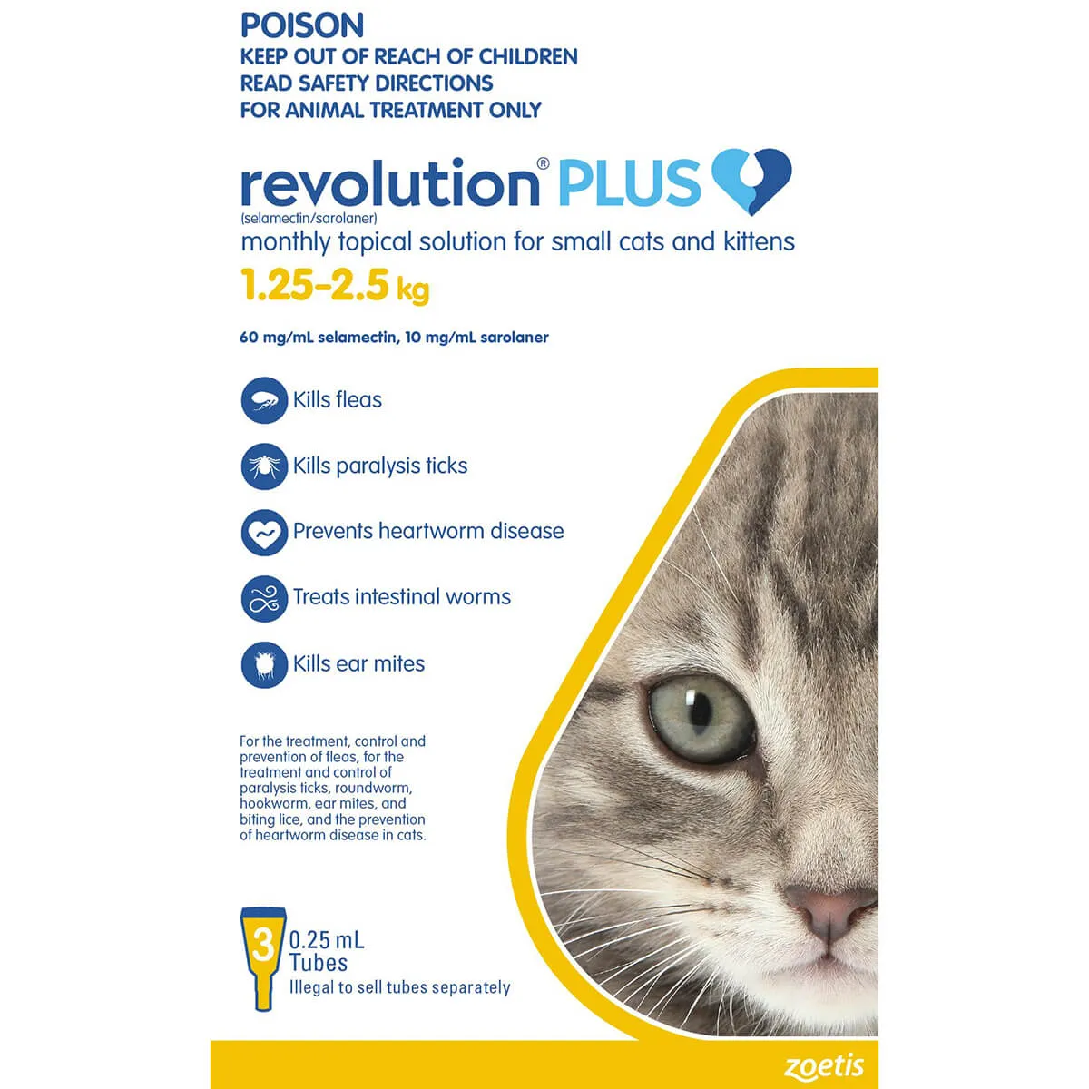 Revolution Plus Flea & Tick Treatment 1.25-2.5kg Kitten & Cat