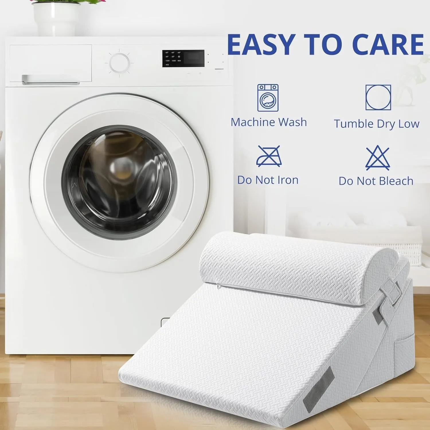 Sasttie Wedge Pillow Set for After Surgery, Adjustable Orthopedic Bed Wedge Pillow Set for After Surgery, Sleeping, Acid Reflux, Back Pain, and Recovery, Light Grey & White