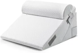 Sasttie Wedge Pillow Set for After Surgery, Adjustable Orthopedic Bed Wedge Pillow Set for After Surgery, Sleeping, Acid Reflux, Back Pain, and Recovery, Light Grey & White