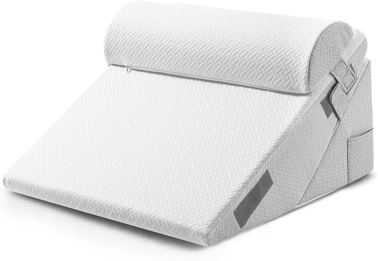 Sasttie Wedge Pillow Set for After Surgery, Adjustable Orthopedic Bed Wedge Pillow Set for After Surgery, Sleeping, Acid Reflux, Back Pain, and Recovery, Light Grey & White