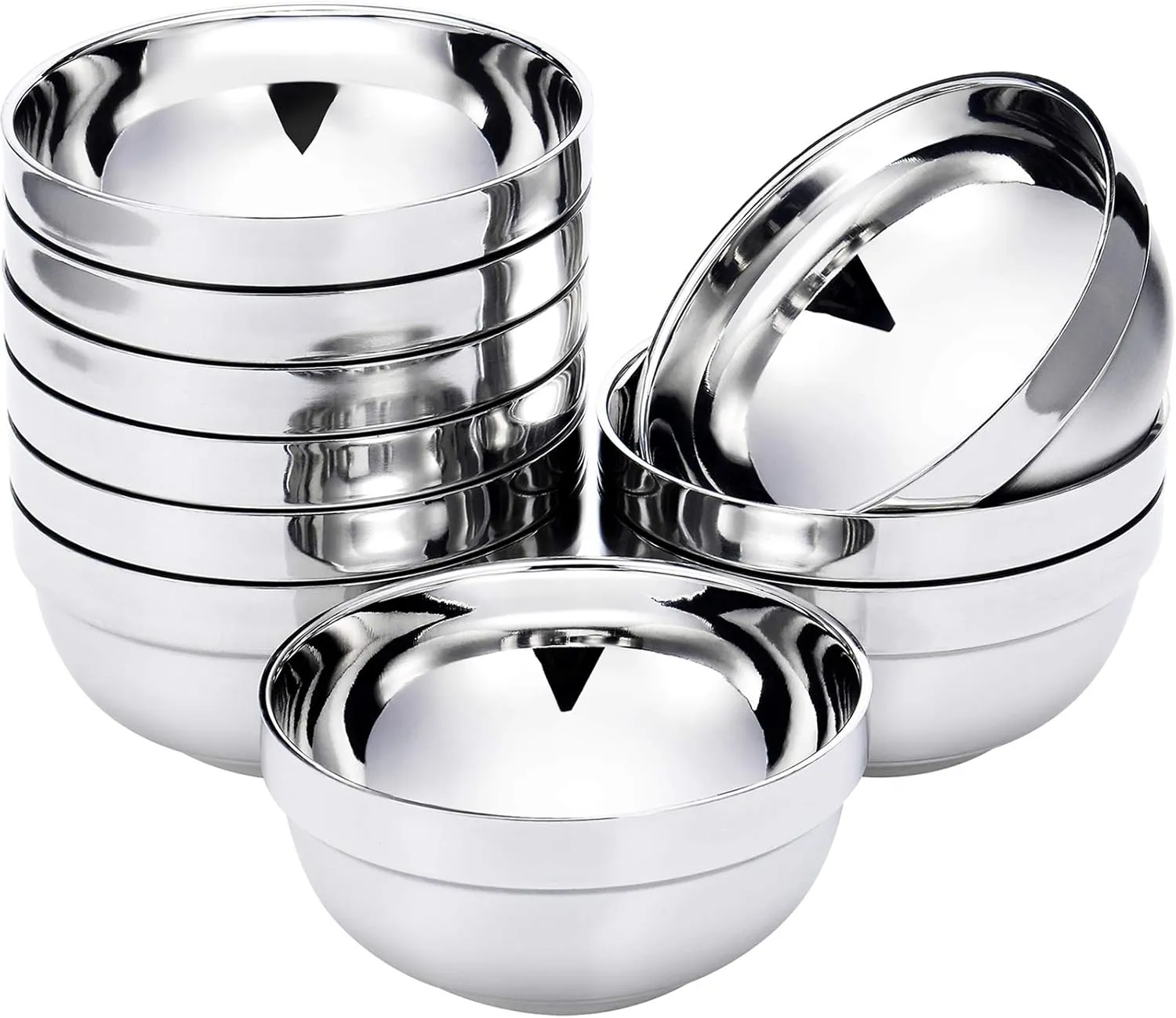 SATINIOR 10 Pack 21 oz Stainless Steel Bowls Double Walled Insulated Soup Bowls Multipurpose Rice Ice Cream (15 oz)