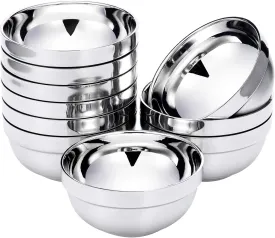 SATINIOR 10 Pack 21 oz Stainless Steel Bowls Double Walled Insulated Soup Bowls Multipurpose Rice Ice Cream (15 oz)