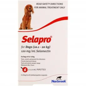 Selapro Flea & Worming Spot On Treatment 10.1-20kg Dog