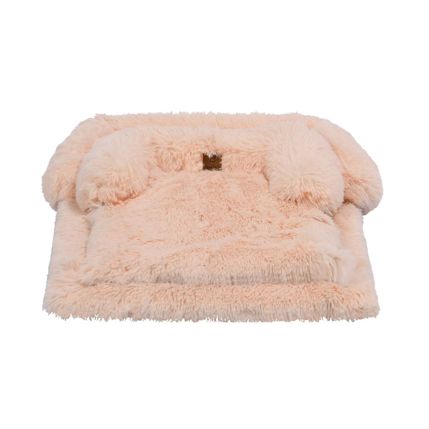 Shaggy Faux Fur Bolster Sofa Protector Pet Bed - Soft Beige