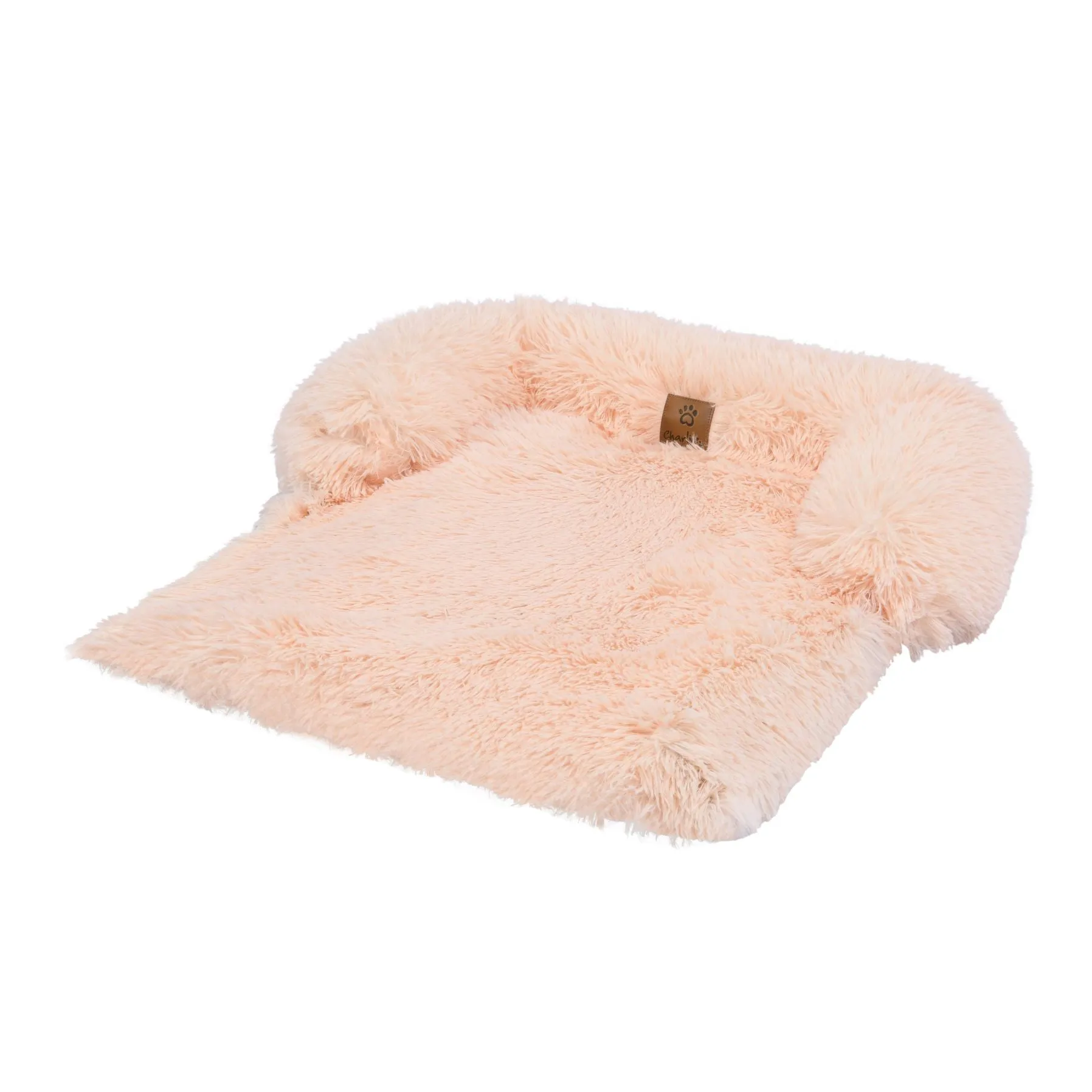 Shaggy Faux Fur Bolster Sofa Protector Pet Bed - Soft Beige