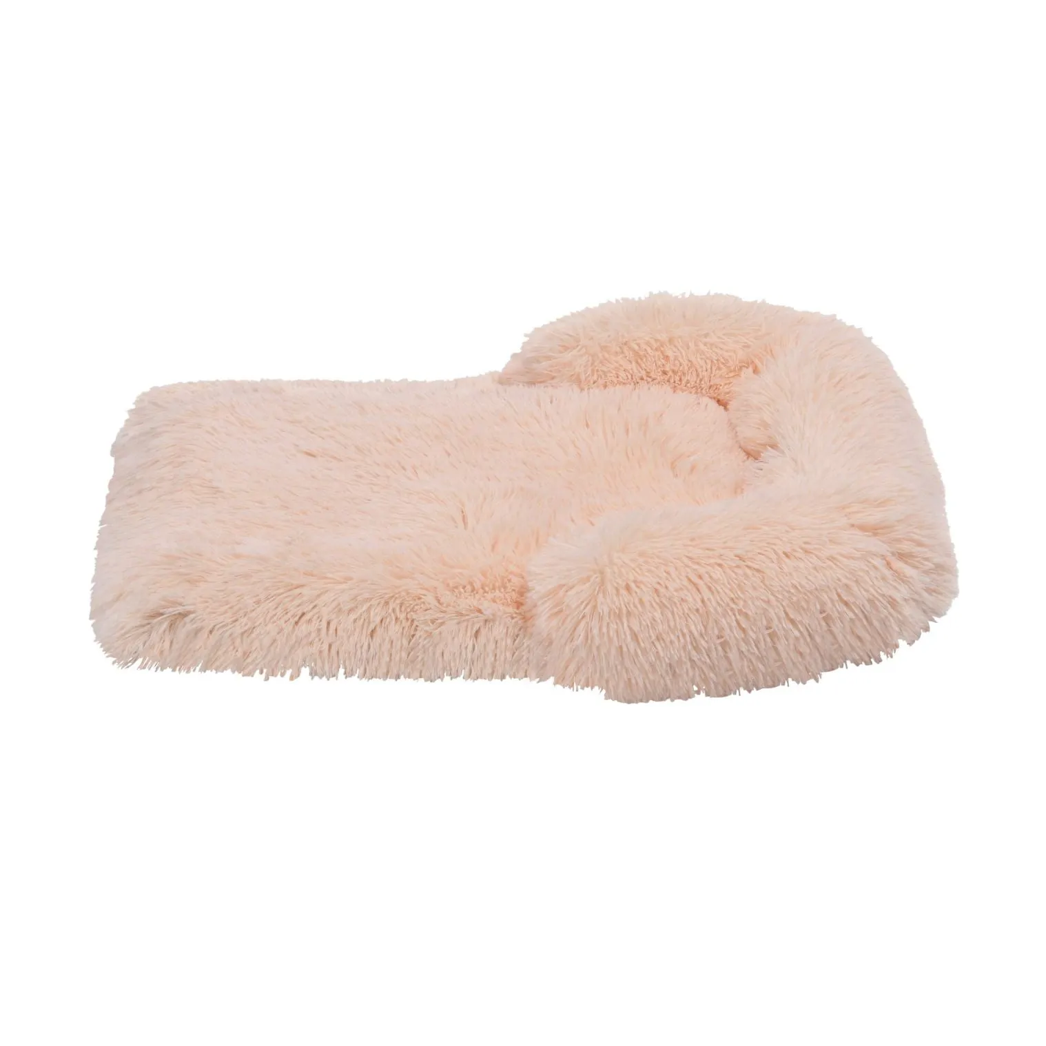 Shaggy Faux Fur Bolster Sofa Protector Pet Bed - Soft Beige