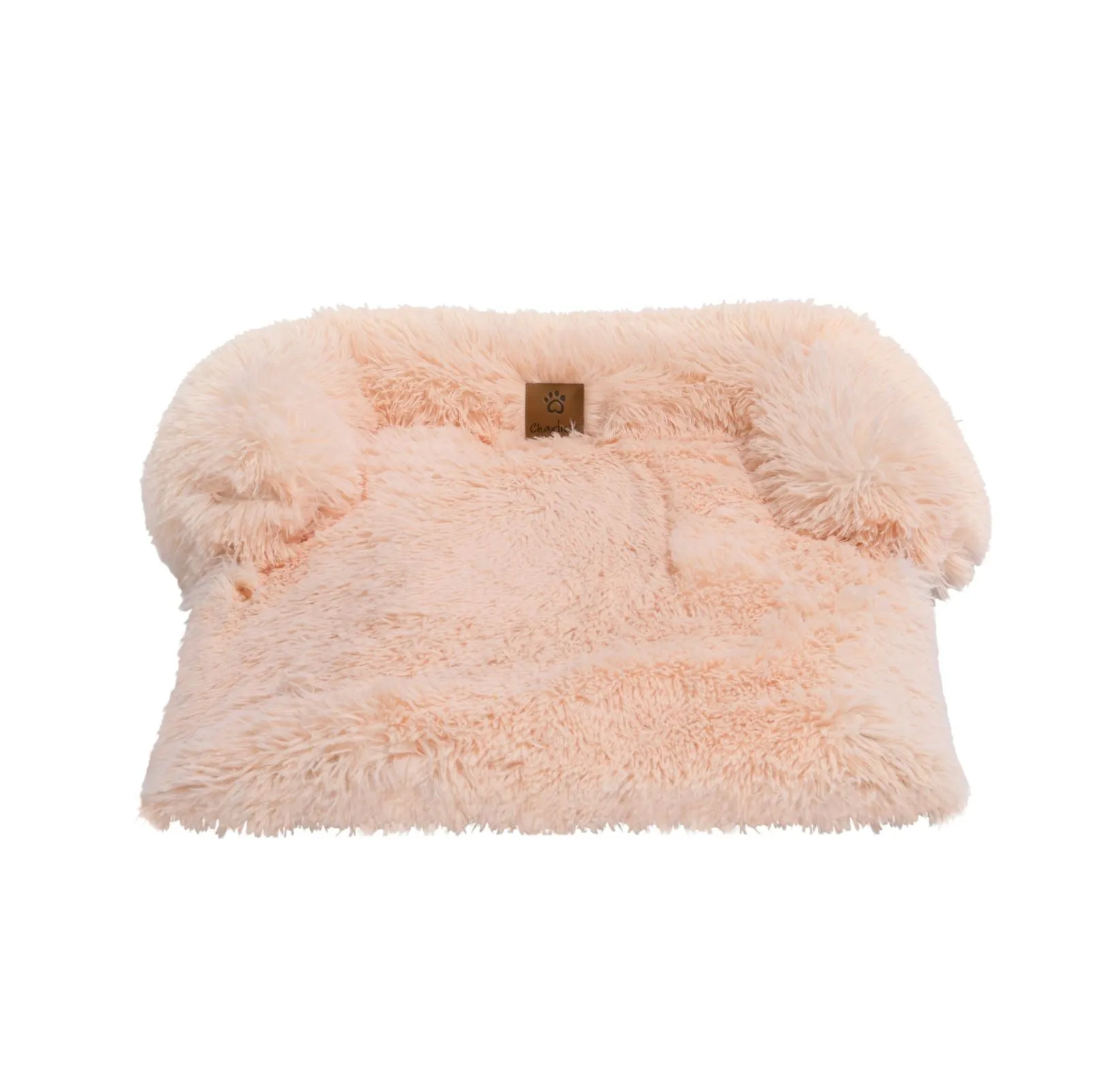 Shaggy Faux Fur Bolster Sofa Protector Pet Bed - Soft Beige