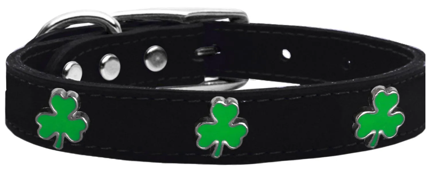 Shamrock Widget Genuine Leather Dog Collar Black 22