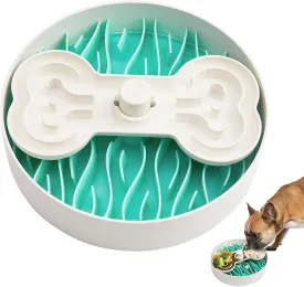 Slow Feeder Dog Bowl - 9.8 Inches, Dry, Wet & Raw Food, Mealtime Fun Puzzle for All Breed Dogs, Green
