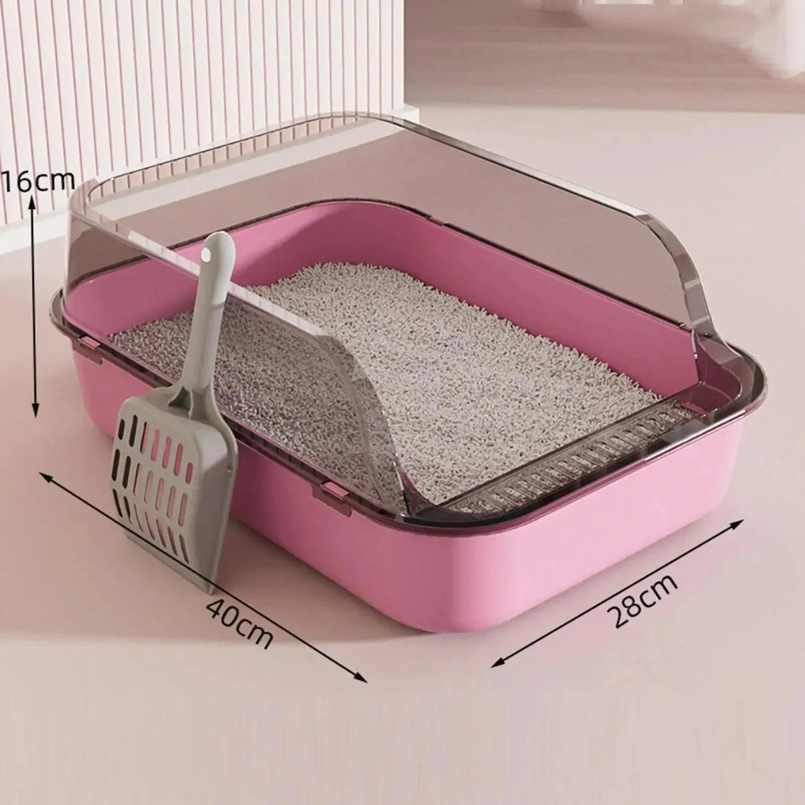 Splash-Proof Open-Top Cat Litter Box Bedpan