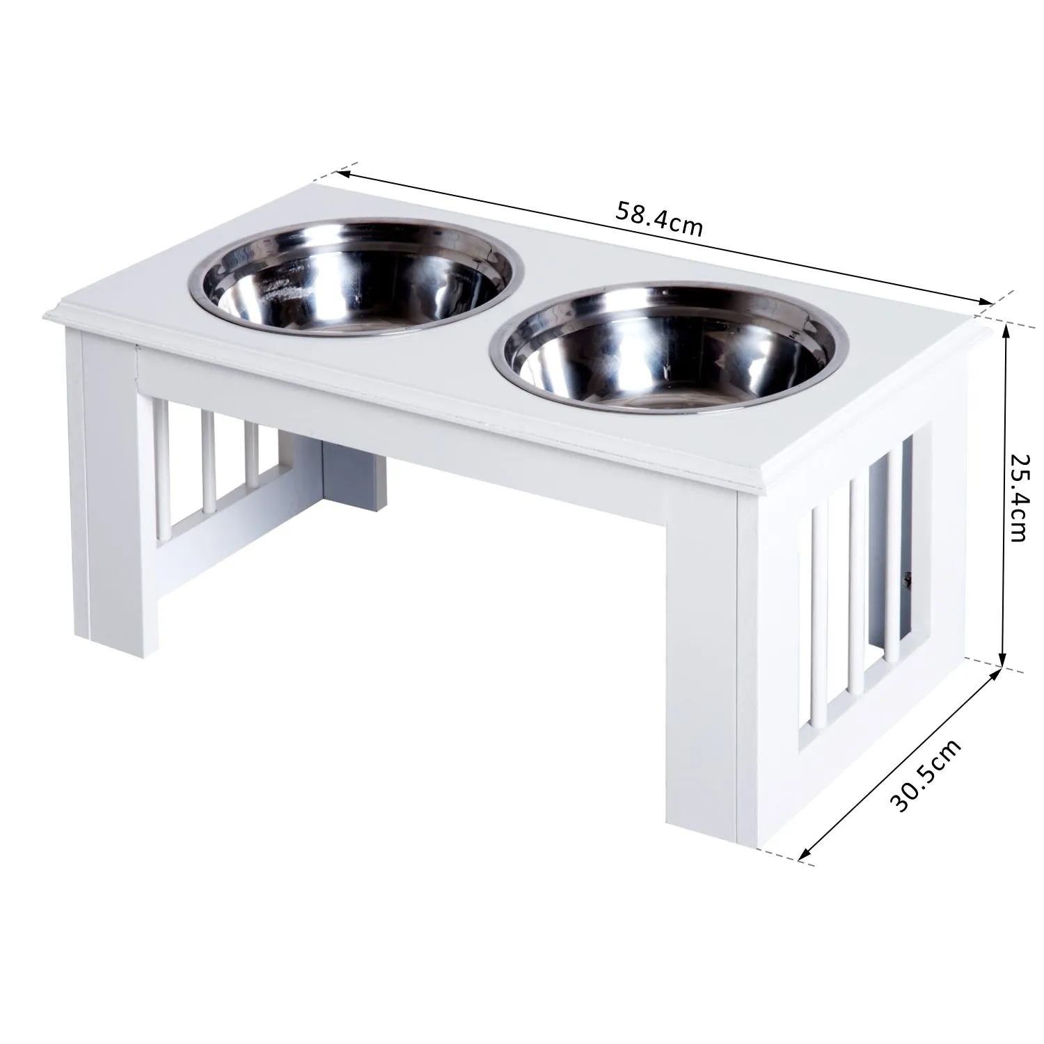 Stainless Steel Pet Feeder, 58.4Lx30.5Wx25.4H cm-White
