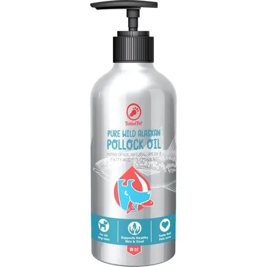 Tickled Pet Wild Alaskan Pollock Oil Dog and Cat Vitamins and Supplements - 16 oz Bottle