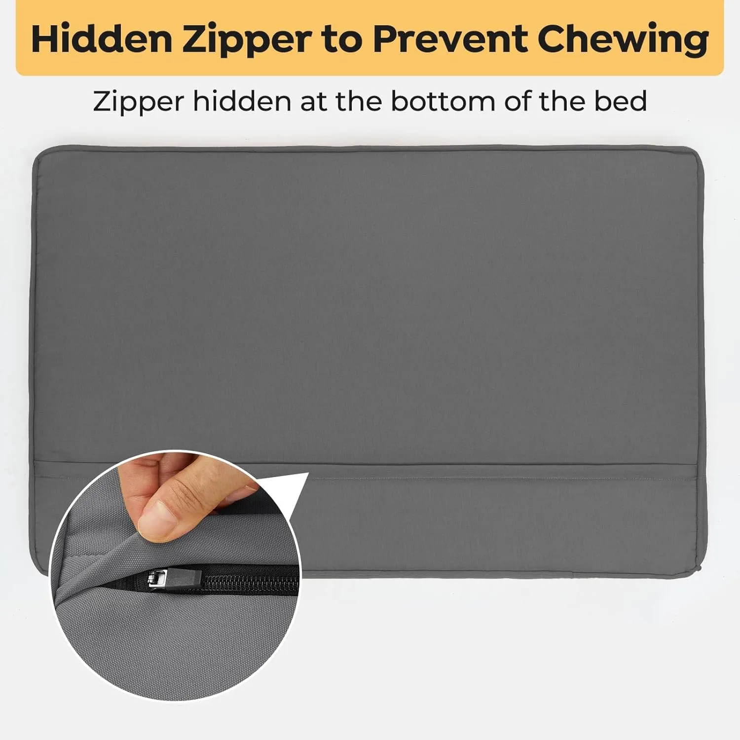 Veehoo Chew Proof Dog Bed for Crate, Durable Dog Crate Bed with Hidden Zipper, Outdoor Waterproof Pet Bed with Removable Washable Cover, Memory Foam Bed for Large Dogs