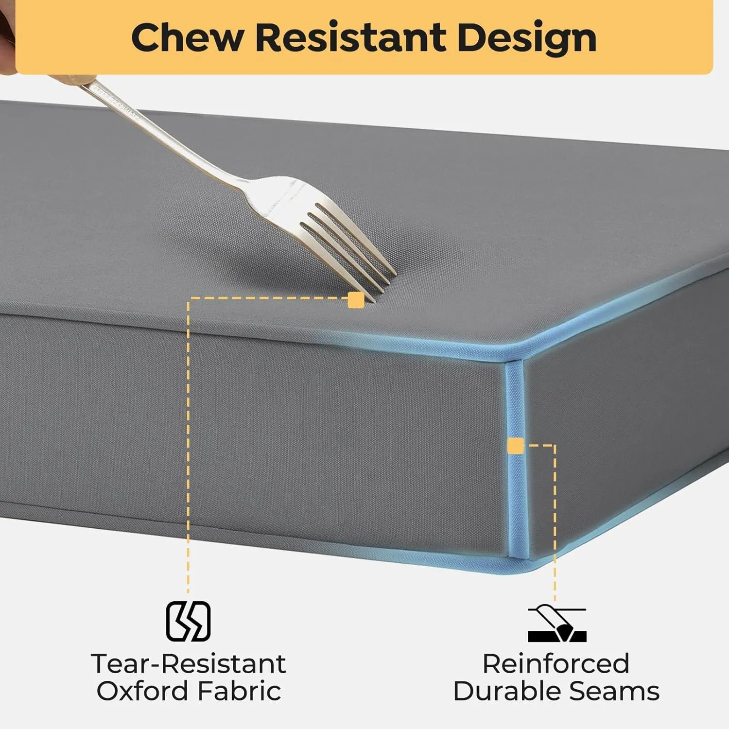 Veehoo Chew Proof Dog Bed for Crate, Durable Dog Crate Bed with Hidden Zipper, Outdoor Waterproof Pet Bed with Removable Washable Cover, Memory Foam Bed for Large Dogs