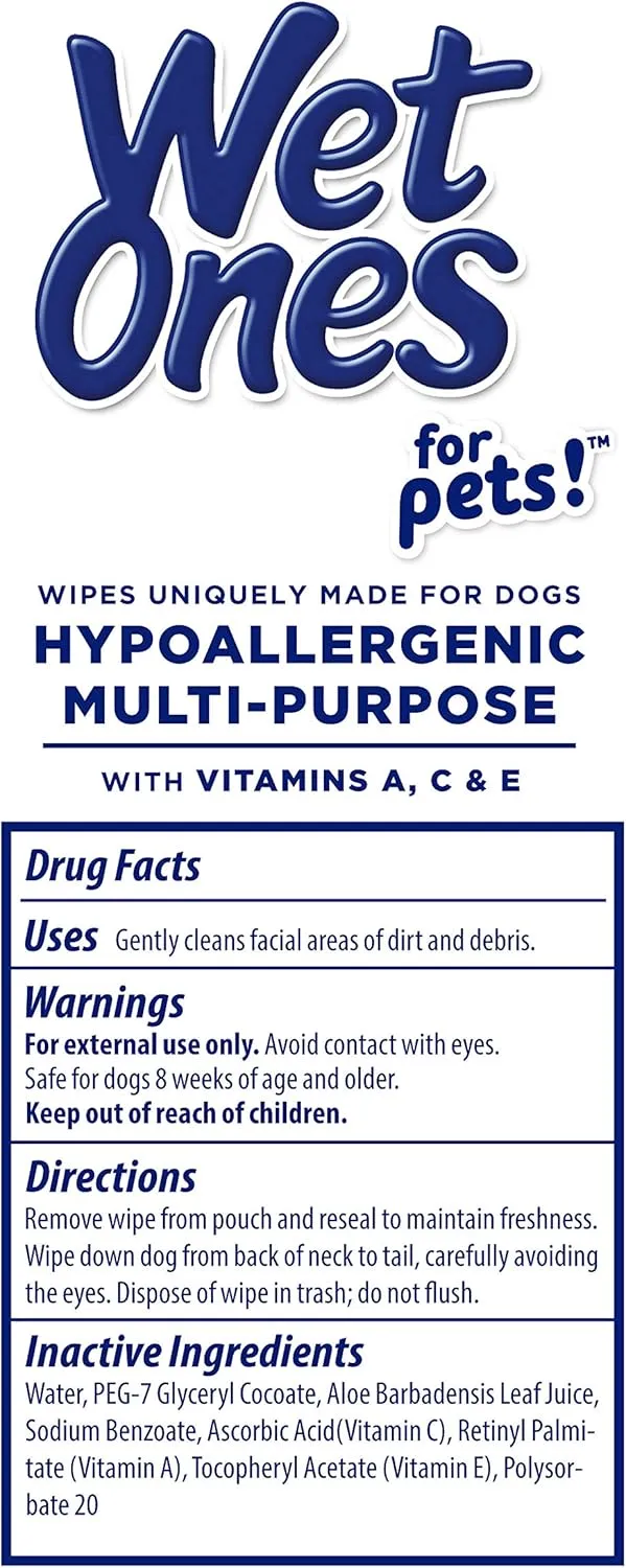Wet Ones Multi-Purpose Pets Wipes - 300ct Total Dog Wipes with Vitamins A, C   E - Fragrance-Free, Wet Lock Seal