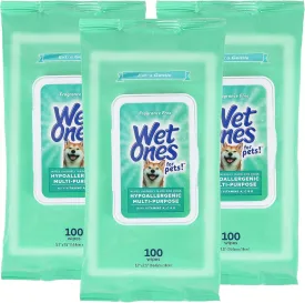 Wet Ones Multi-Purpose Pets Wipes - 300ct Total Dog Wipes with Vitamins A, C   E - Fragrance-Free, Wet Lock Seal