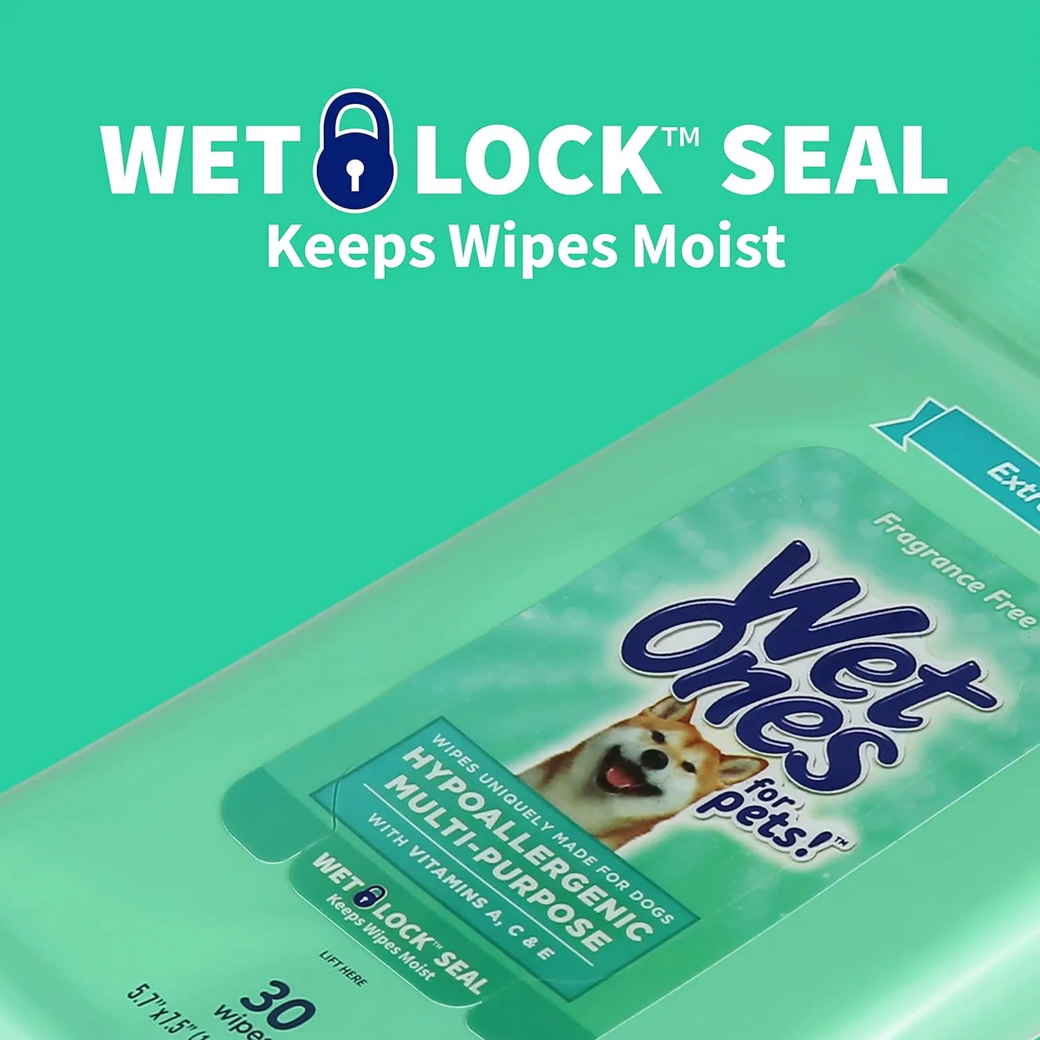 Wet Ones Multi-Purpose Pets Wipes - 300ct Total Dog Wipes with Vitamins A, C   E - Fragrance-Free, Wet Lock Seal