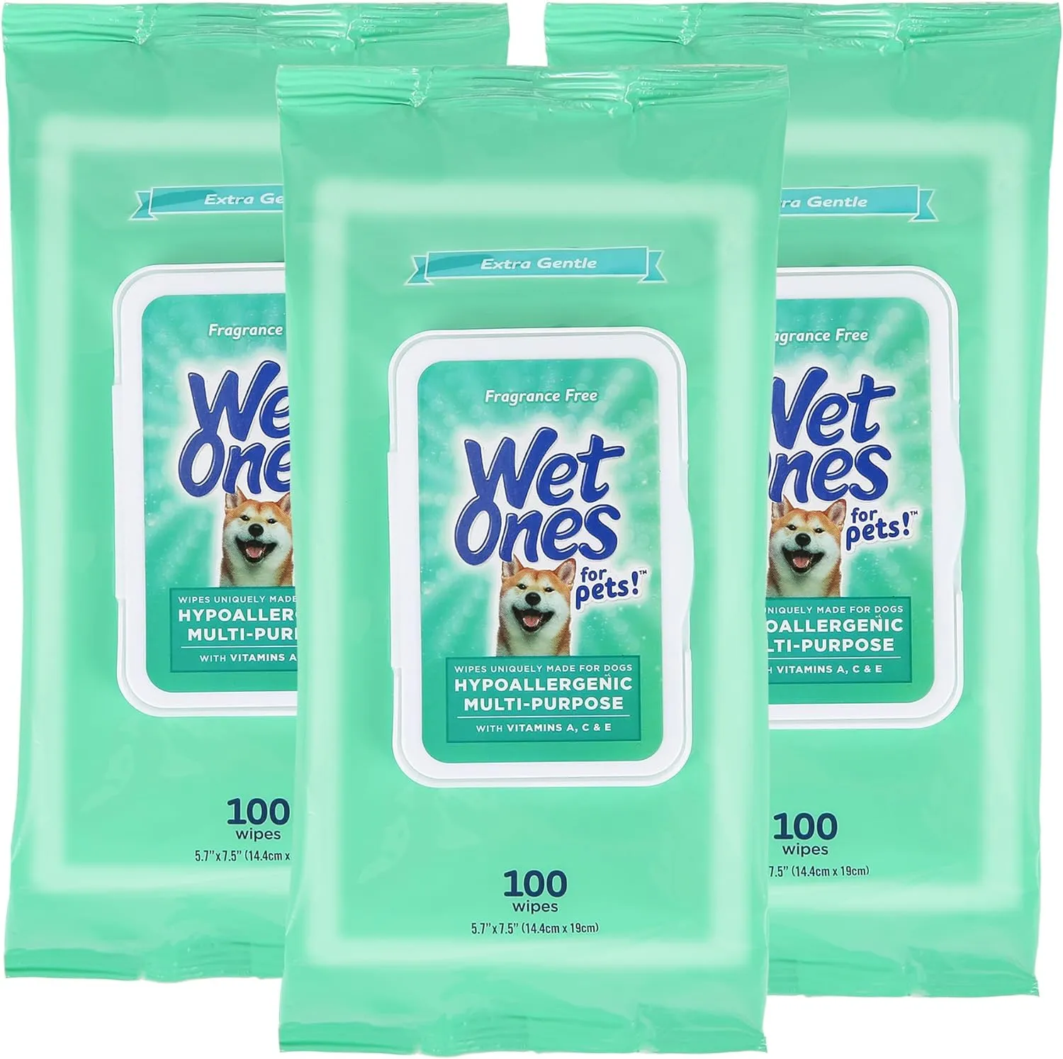 Wet Ones Multi-Purpose Pets Wipes - 300ct Total Dog Wipes with Vitamins A, C   E - Fragrance-Free, Wet Lock Seal