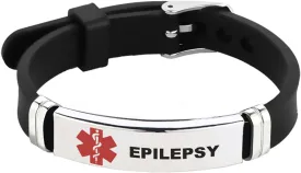 Women Men's Red Medical ID Bracelets for Emergency First Aid Laser Engraved Identification Stainless Steel Adjustable Silicone Wristband Bracelets